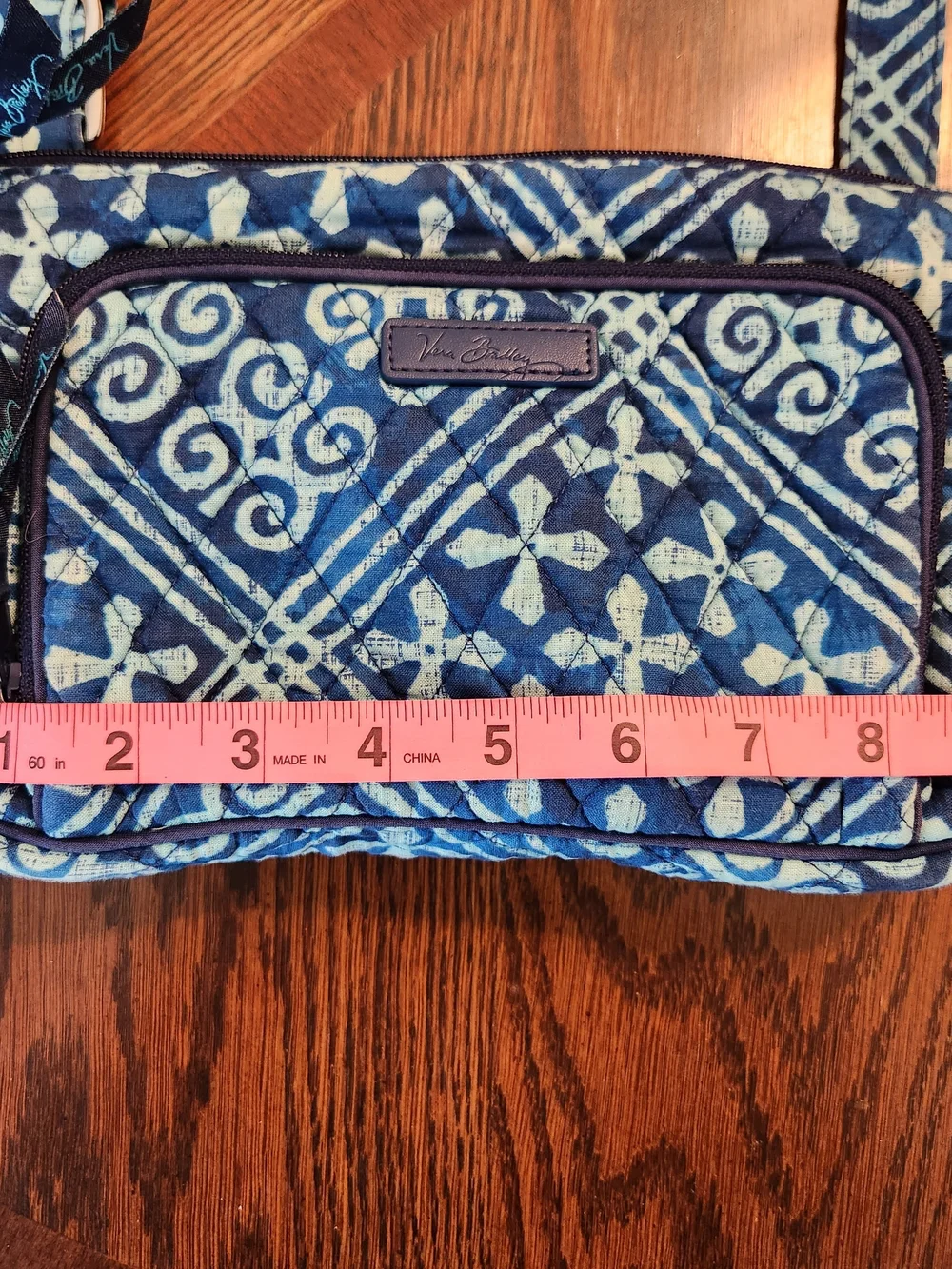 Vera Bradley Cuban Tile Blue & White Pattern Quilted Crossbody Bag Purse Satchel